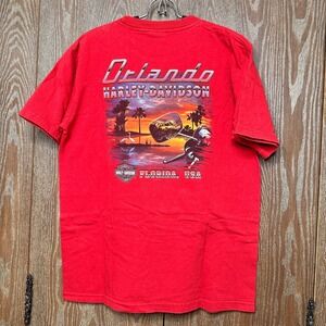 Vintage Harley Davidson Orlando Florida USA Graphic T Shirt Motorcycle Biker Men